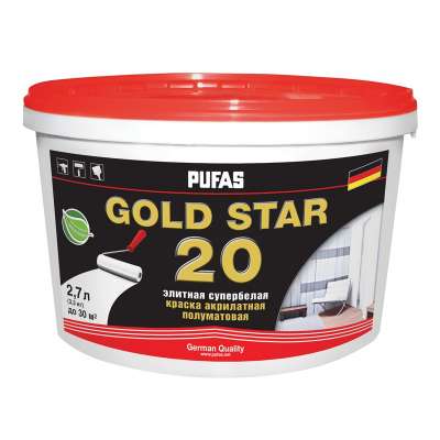 Краска акрилатная Pufas GOLD STAR 20 полумат. Основа D мороз. (2,7 л)