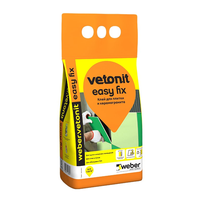 Клей плиточный для внутренних работ Weber Vetonit Easy Fix, 5 кг