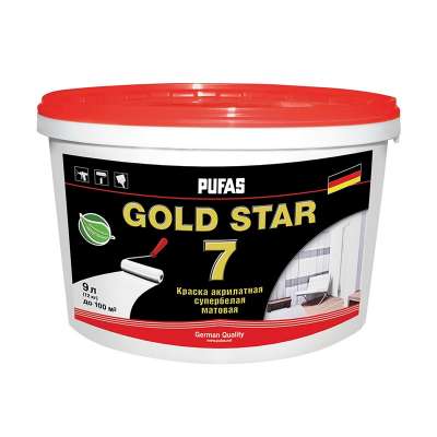 Краска акрилатная Pufas GOLD STAR 7 мат. Основа D мороз. (0,9 л)