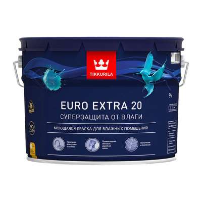 Краска в/д для влажных помещений Tikkurila EURO EXTRA 20 C (9 л)
