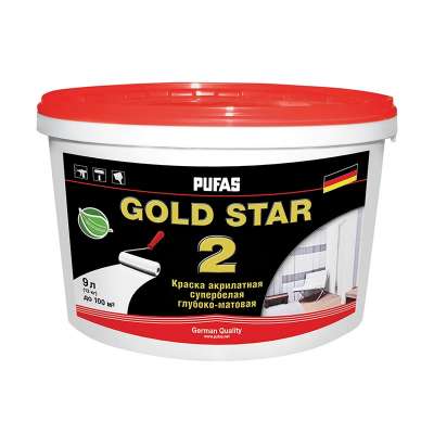 Краска в/д для стен и потолков Pufas GOLD STAR 2 (0,9 л)