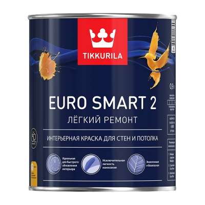 Краска в/д для стен и потолков Tikkurila EURO SMART 2 VVA (0,9 л)