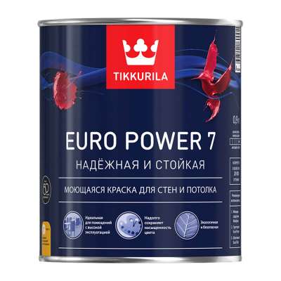 Краска в/д интерьерная Tikkurila EURO POWER 7 A моющаяся (0,9 л)