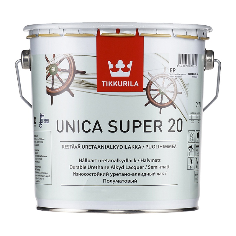Лак универсальный Tikkurila Unica Super 20 EP полуматовый (2,7 л)